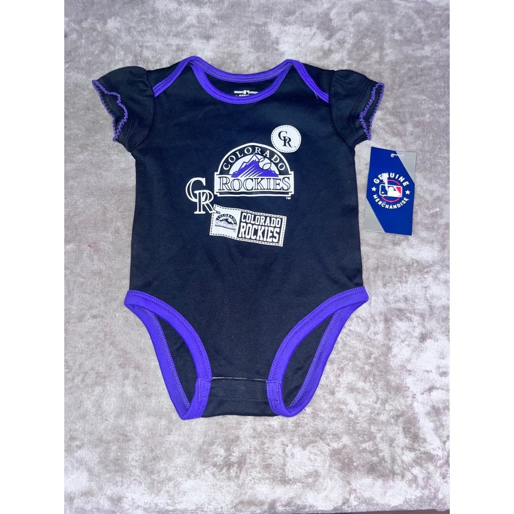 MLB‎ Colorado Rockies Infant Girls Bodysuit Black Purple 12M New